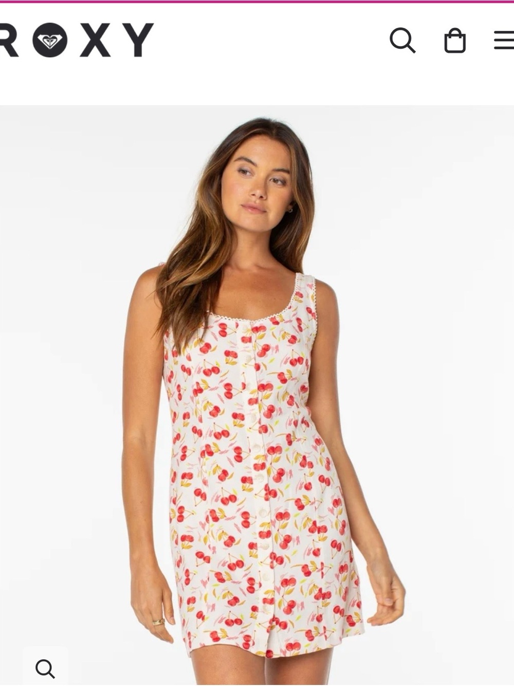 Roxy White Cherry-Print Sleeveless Dress